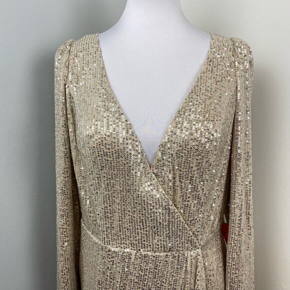 Mac Duggal Silver Sequin Wrap Evening Gown Size 10 $398 26395 - Picture 8 of 15